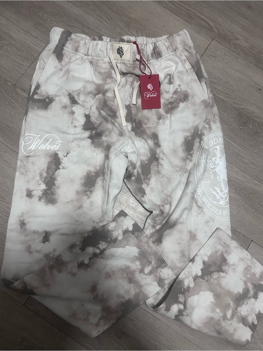 Darc Sport Tie-Dye Sweatpants in White and Gray